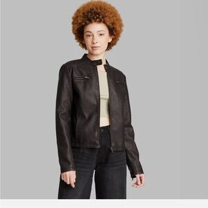Women's Faux Leather Racing Jacket
- Wild Fable black new